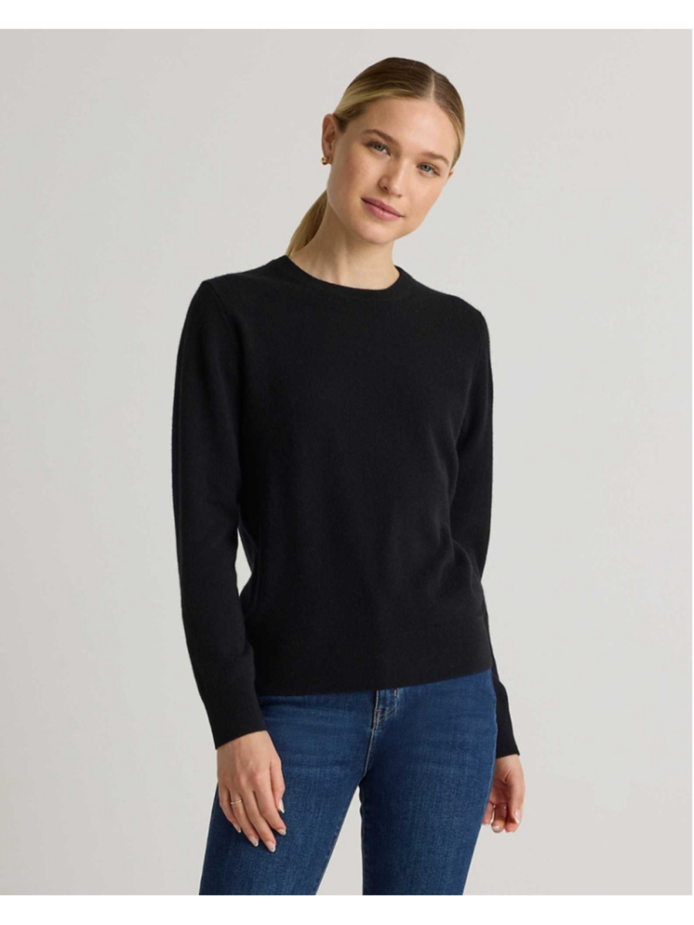 NWT Quince Mongolian Cashmere Crewneck Sweater Size Small Black Classic Preppy